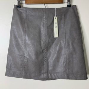 She + Sky Gray Faux Leather Mini Skirt